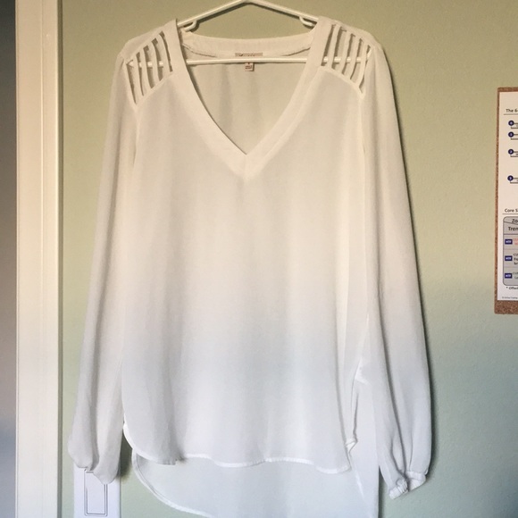 Lily White Tops - White Long Sleeve Sheer Blouse